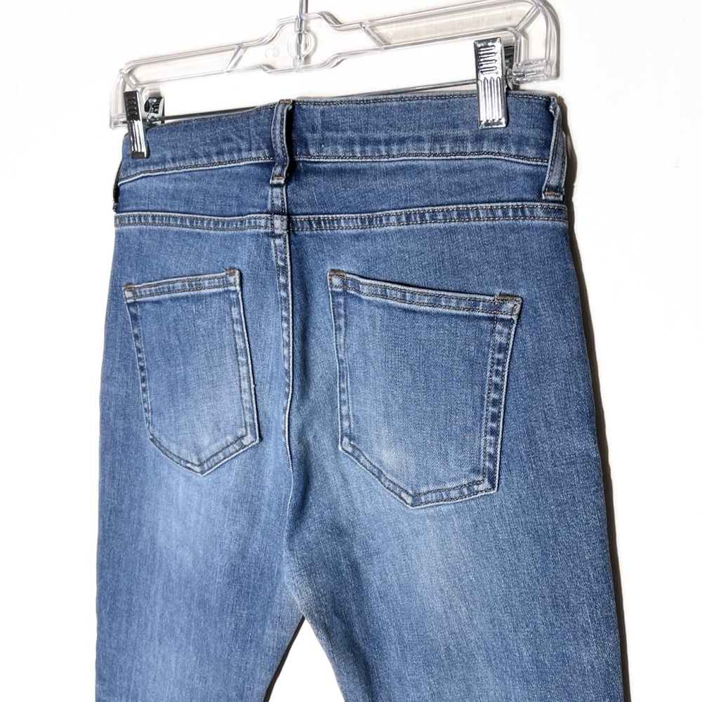 Everlane Distressed Medium Wash Mid Rise Ankle Skinny Jeans - Picture 6 of 11